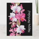 Greetings Carte d’anniversaire pour femme de 40 ans, rose, motif cocktail,  orchidées et étoiles dorées, 19,5 x 13,5 cm