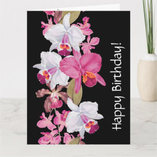 Carte Fleurs d'orchidées Floral Anniversaire Grande cart