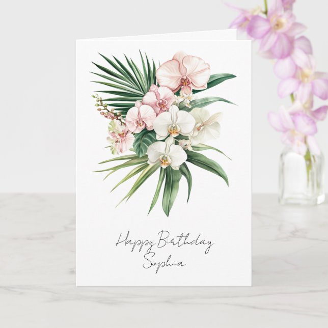 Carte Fleurs d'orchidées roses tropicales (Orchidée)
