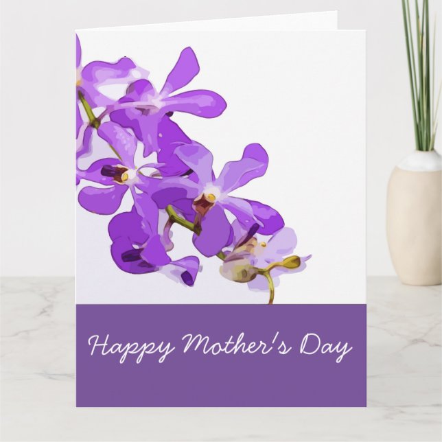 Carte Fleurs d'orchidées violettes à la fête des mères (Devant)