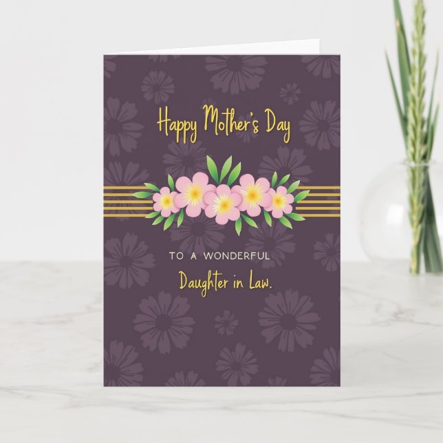 Carte Fleurs Dorées Meilleure Maman (Devant)