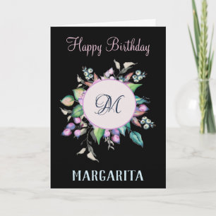 Carte Fleurs élégantes Aquarelle Anniversaire Personnali