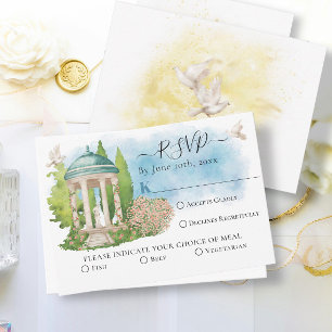 Carte Fleurs élégantes de Gazebo, colombes Mariage d'été