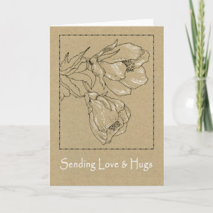 Carte Fleurs en encre avec Love 5x7 Folded Card