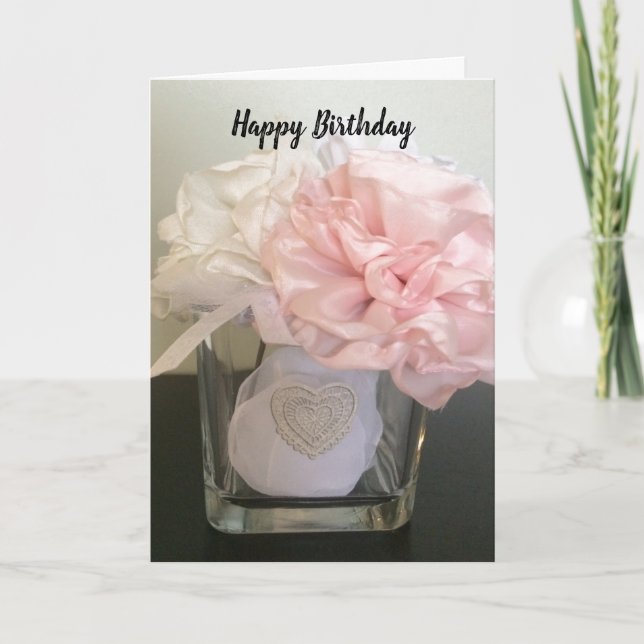 Carte Fleurs en soie dans un vase (Devant)