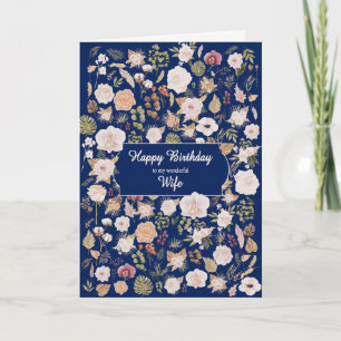 Carte Fleurs éparses d'anniversaire de la femme