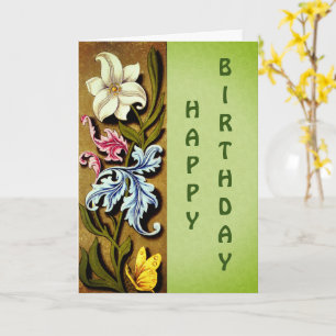 Carte Fleurs Et Art Floral Feuille Anniversaire