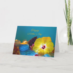 Carte Fleurs et bougies Fête des Mères
