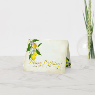 Carte Fleurs et citrons d'aquarelle d'anniversaire