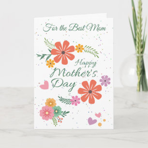 Carte Fleurs Et Coeurs Pour La Fête Des Mères