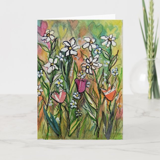 Carte Fleurs et cœurs pour vous (Devant)