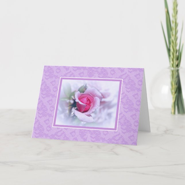 Carte Fleurs Et Dentelle Blank Note Card Jolie Rose (Devant)