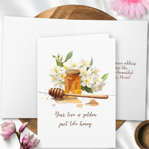 Carte Fleurs et Miel Doré Moderne Aquarelle Fête des Mèr