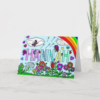 Carte Fleurs et nom Hannah Anniversaire Coloriage Page