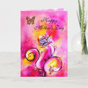 Carte FLEURS ET PAPILLONS FANTAISISTES / Fête des Mères