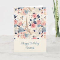 Fleurs et Tour Eiffel Paris Motif Anniversaire