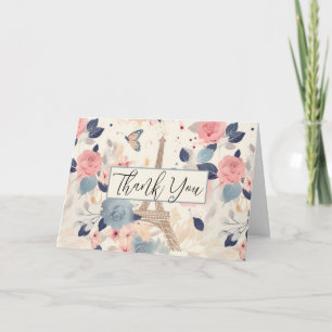 Carte Fleurs et Tour Eiffel Paris Motif Merci