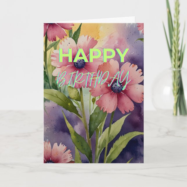 Carte Fleurs Extraordinaires Joyeux anniversaire (Devant)