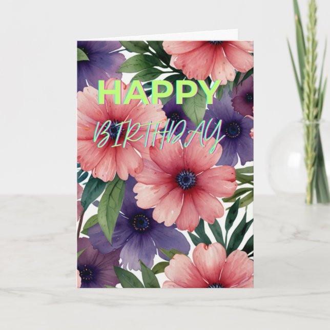Carte Fleurs Extraordinaires Joyeux anniversaire (Devant)
