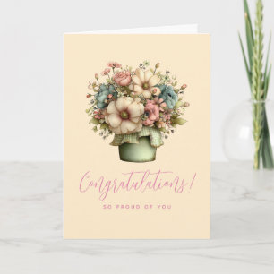Carte Fleurs Fantaisistes dans un Pot de Fleurs Mignon D