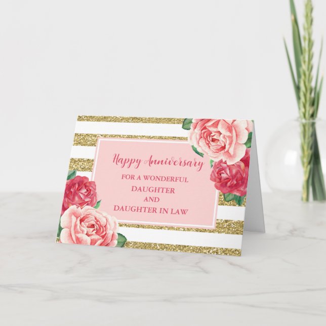 Carte Fleurs Fille et fille en droit Anniversaire (Devant)