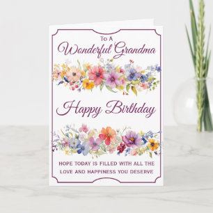Carte Fleurs Fleurs Sauvages Anniversaire Mamie