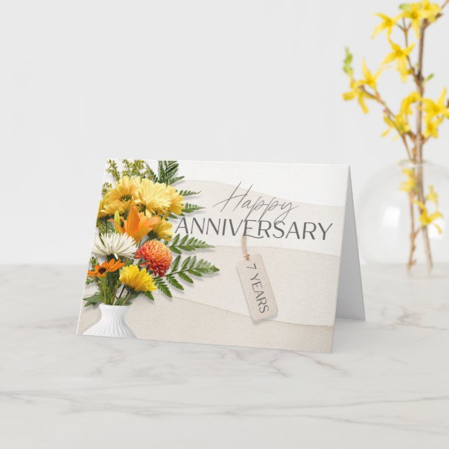 Carte Fleurs fraîches du 7e anniversaire de l'empl (Fleur jaune)