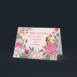 Carte Fleurs Grandson et son anniversaire de femme<br><div class="desc">Joyeuse carte d'anniversaire mariage pour petit-fils et sa femme avec de jolies fleurs de printemps et des oiseaux et verset chaleureux.</div>