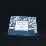 Carte Fleurs Grandson et son anniversaire de femme<br><div class="desc">Joyeuse carte d'anniversaire mariage pour petit-fils et sa femme avec de jolies fleurs bleues et vers feutrés.</div>