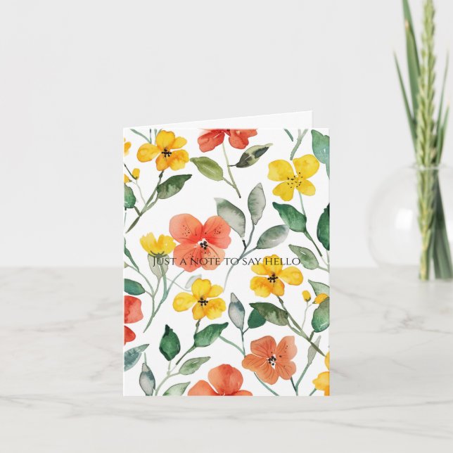 Carte Fleurs Jaune Orange Pensant à Vous (Devant)