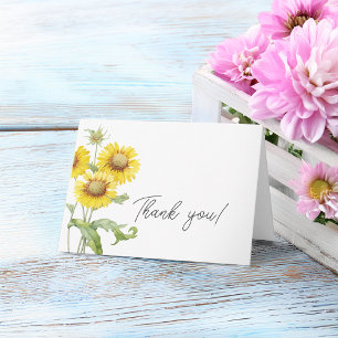 Carte Fleurs jaunes à l'aquarelle Merci
