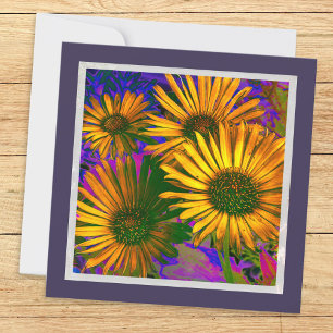 Carte Fleurs Jaunes Élégant Art Floral Vide Joli