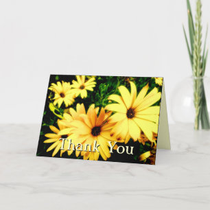 Carte Fleurs Jaunes Merci avec Gouttes de Pluie