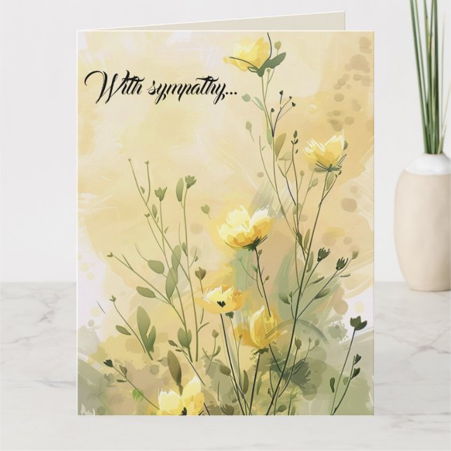 Carte Fleurs jaunes pliées Salutation (Devant)