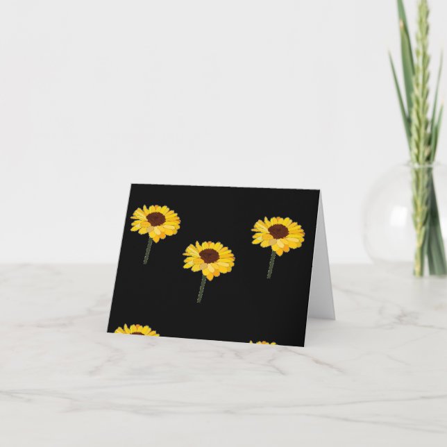Carte Fleurs jaunes sur le noir (Devant)