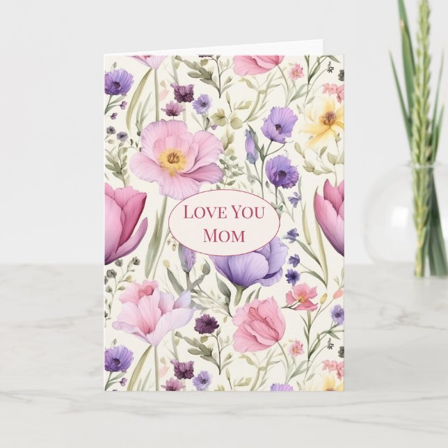 Carte Fleurs "Je t'aime Maman" (Devant)
