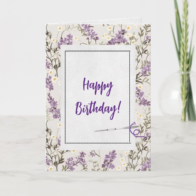 Carte Fleurs Lilac et Aiguilles Anniversaire (Devant)