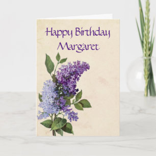 Carte Fleurs lilas vintages de joyeux anniversaire