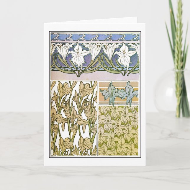Carte Fleurs Lily de style Art Nouveau, Mucha (Devant)
