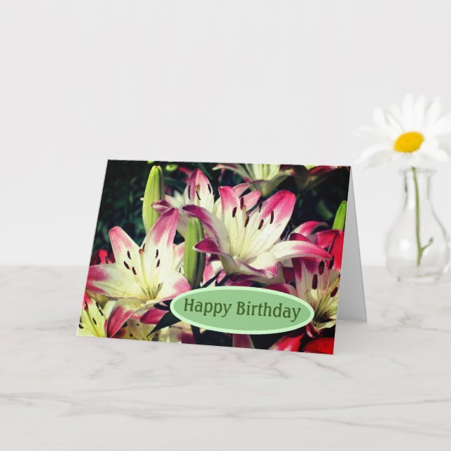 Carte Fleurs Lily souriantes Anniversaire (Petite plante)