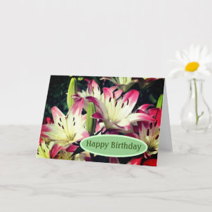 Carte Fleurs Lily souriantes Anniversaire