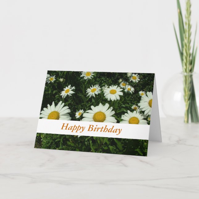 Carte fleurs marguerites blanches joyeux anniversaire (Devant)