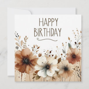 carte fleurs marron joyeux anniversaire