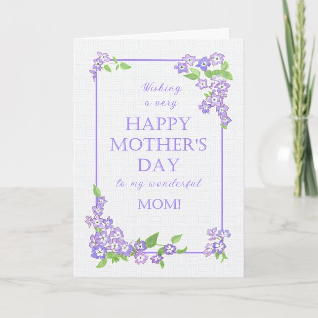 Carte Fleurs Mauve Fête des Mères (Devant)