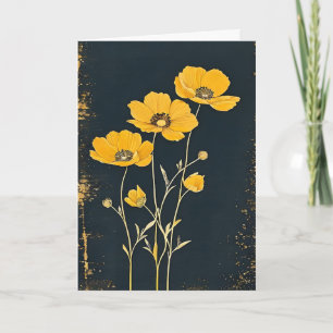 Carte Fleurs minimalistes jaunes Anniversaire