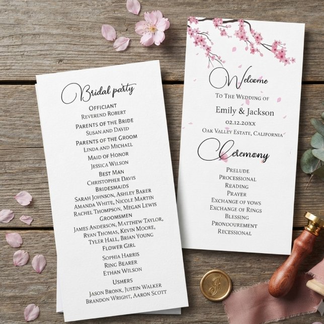 Carte Fleurs modernes de cerisier Sakura rose (Créateur téléchargé)