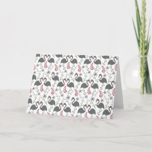 Carte Fleurs motifs roses flamingo sans coutures, feuill