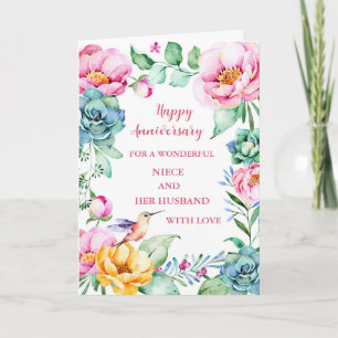 Carte Fleurs nièce et son mari Anniversaire