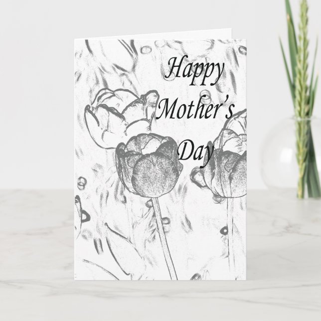Carte Fleurs noires et blanches (Devant)