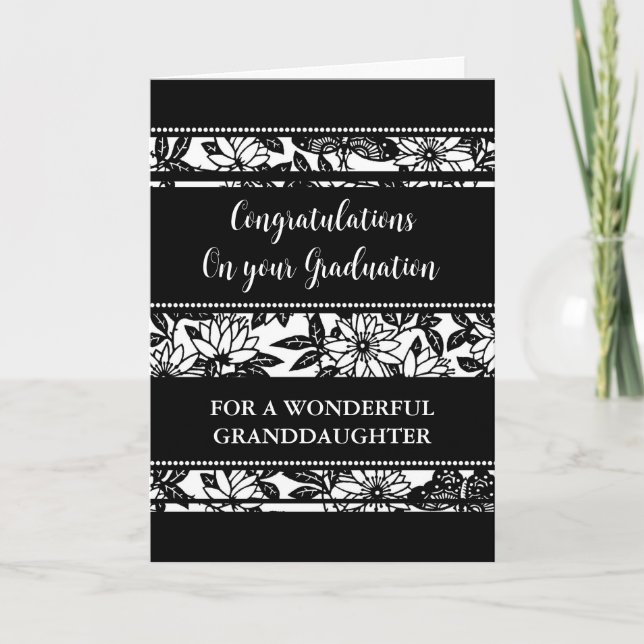 Carte Fleurs noires Grandgirl Graduation (Devant)